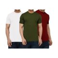 Combo Of 3 Cotton Plain Premium Round Neck T-Shirt For Men. 