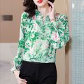 New Korean Thin Style Temperament Women's Blouse Plus Size Printed Design Lantern Sleeve Casual Shirts. 