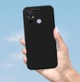 Redmi 12C / Poco C55 Back Cover Soft Matte Liquid Silicone TPU | Camera Protection | Shockproof Slim Back Case for Redmi 12C / Poco C55 (Black). 
