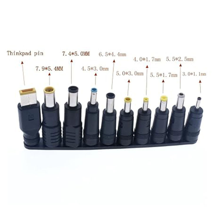 10 in 1 DC Power Plugs Universal Laptop Charger Adapters, DC Power Adapter Compatible with Kinds of Laptops, DC 5.5mm x 2.1mm Multi Male Plugs