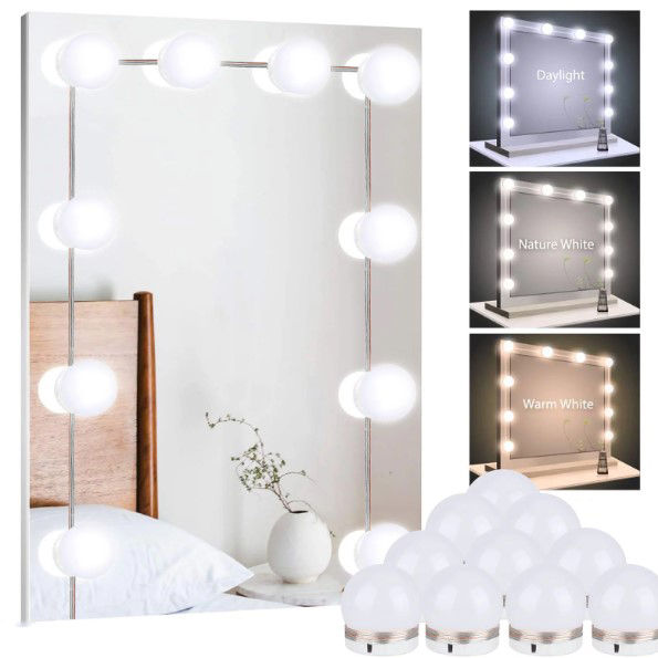 Mirror Lights Kit USB Powered Hollywood Style 10 Dimmable Bulbs Makeup Lighting Fixture Strip Make-up Dressing Table