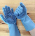 Magic Silicone Dish Washing Gloves, Silicon Cleaning Gloves, Silicon Hand Gloves for Kitchen Dishwashing and Pet Grooming, Great for Washing Dish, Car, Bathroom. 