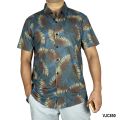 VIRJEANS (VJC850) Silk Stretchable Summer Shirt For Men - ( Leaf Print Silk Half Shirt ) Blue Mix. 