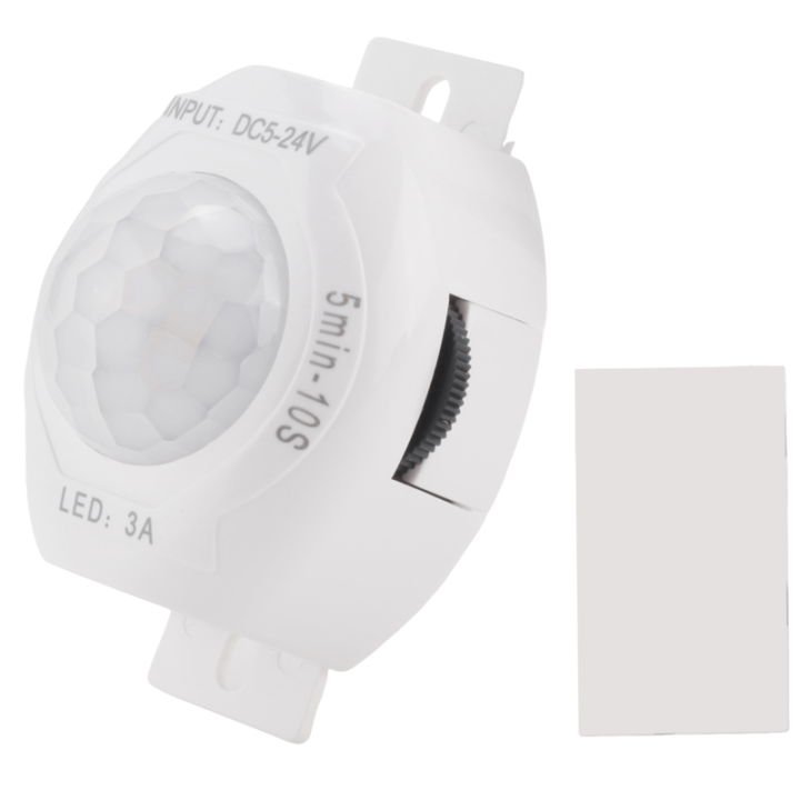 fasdaga%205X%20PIR%20Infrared%20Motion%20Sensor%20Detector%20DC5-24V%20Auto%20on%20Off%20Timer%20Switch%20LED%20Light%20Body%20PIR%20Motion%20Sensor%20Lamp(White)%20-%20Image%205