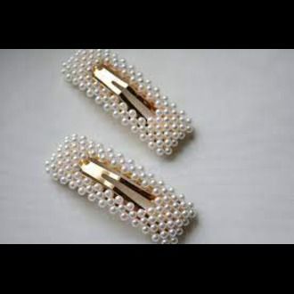 Pearl Hair Clips for Women,Girls Stylish, Rectangle Pearl Hair Clips for Women,Lovely Girl Hair Clip(Pack Of 2)