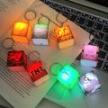 Mini Figure Cartoon Mini Figure LED Keychain Kids Design LED Light Luminous Keychain Car Backpack Luminous Effect Game Cube Keychain Kids Gift. 