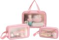 Multipurpose Clear washbag Pouch Set of 3, Clear Pouch for Makeup and wash Bag for Travel Waterproof Cosmetic Bag, Storage Organiser and Toiletry kit. 