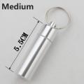 1pc Waterproof Aluminum Alloy Pill Box Portable Medicine Case Capsule Container Bottle Holder Outdoor Pill Case Keychain. 