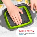 Combo 2pcs - Foldable Strainer Basket Collapsible Colander Sets Square Shape Fruit Vegetable Washing Drainer Kitchen Baskets. 