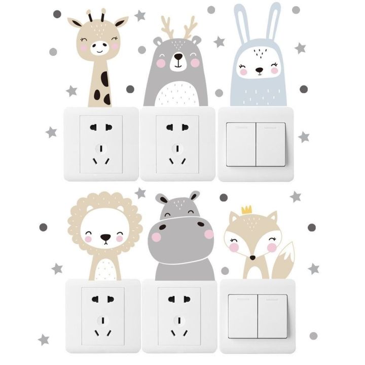 Art Decals Animal Theme Wall Stickers Cartoon Elephant Giraffe Bear ...