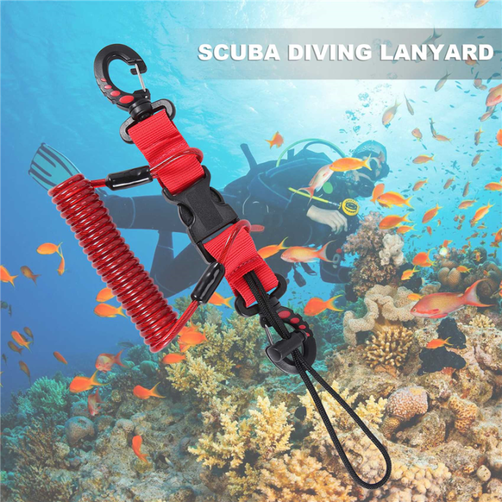 Scuba%20Diving%20Lanyard%20Coil%20Springs%20Camera%20Lanyard%20Spiral%20with%20Ring%20Dive%20for%20Dive%20Lights%20Underwater%20Diving%20Rods,Red%20-%20Image%204