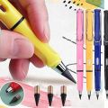 Eternal Portable Reusable Erasable Metal Writing Pens Infinite Replaceable Graphite Nib Triangle Triangular Golf Stationary Set Mechanical Pencil. 