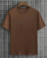 Brown Cotton Plain Unisex T-Shirt. 