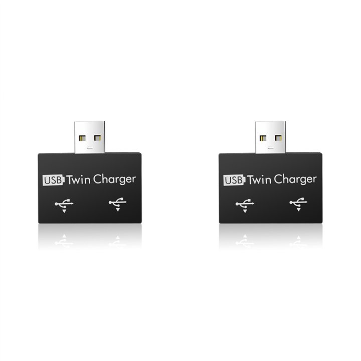 OUMERY 2X Portable Mini USB Hub to 2 Port Charger Hub Adapter USB Splitter Dual USB Charging Extender for Phone Computer Black