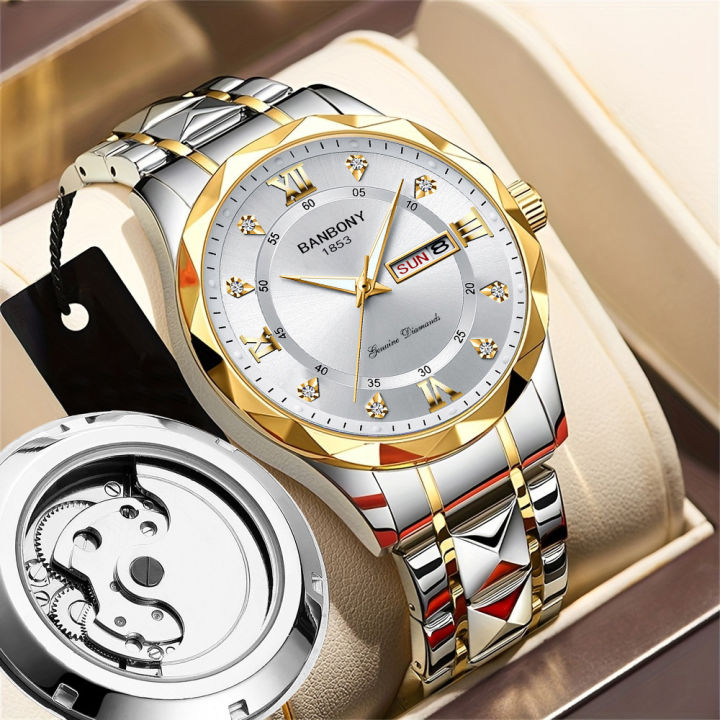 BANBONY%20Watch%20Men's%20Transparent%20Hollow%20Double%20Calendar%20Diamond%20Case%20Rope%20Luminous%20Waterproof%20Fashion%20Foreign%20Trade%20Watch%20in%20Stock%20-%20Image%205