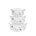 3Pcs Opal Glass Bowl Set Stackable Food Storage Bowls Freezer & Microwave Safe. 