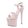 20CM 17 15cm Super High Heeled Nightclub Thin Heels Womens Platform Sandals Ankle Buckle Pole Dancing Shoes Plus Size. 