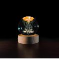 3D Crystal Ball lamp Night Light With Wooden Base Moon, Saturn, Galaxy, Lady , Solar system. 