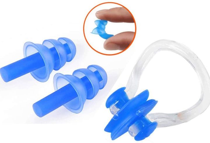 Silicone Swimming Earplugs,Swimming Ear Plugs And Nose Clip Sets, Waterproof Silica Gel Ear & Nose Protector Block Water Soft & Comfortable For Adult Children(Null)