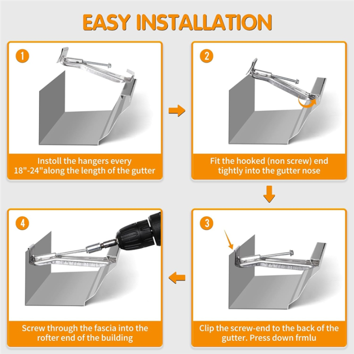 ARELENE%205inch%2010%20Pack%20Gutter%20Hangers,%20with%20Pre-Inserted%20Screw,%20Aluminum%20Gutter%20Brackets%20for%20Repairing%20Sagging%20Rain%20Gutters%20-%20Image%204