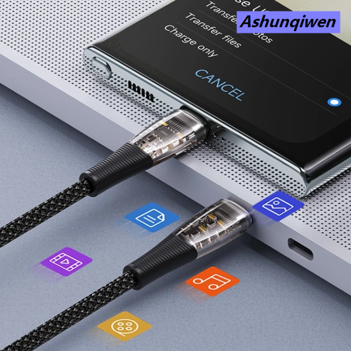 Ashunqiwen%20PD65W%20Fast%20Charge%20Cable,%20Type-C%20to%20Type-C,%201m,%20Transparent%20and%20Black%20Braided%20Data%20Cable%20for%20mobile%20phone%20tablet%20Android%20charger%20-%20Image%203