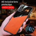 Lenuo For Vivo X50 Pro Case Leather Texture Car Magnetic Holder Back Cover Soft Silicon Frame Shockproof Casing. 