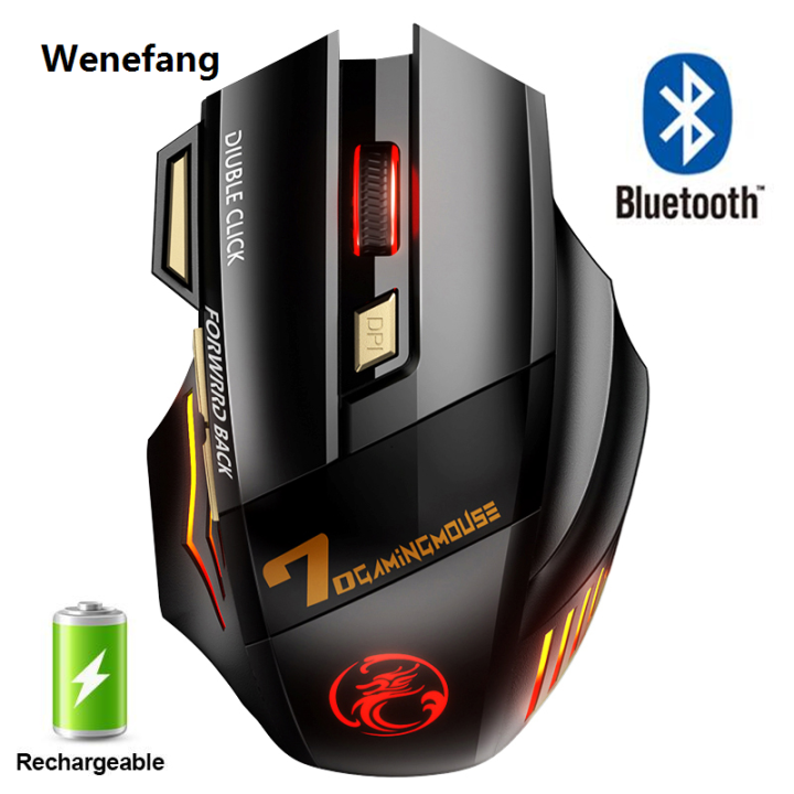 Wenefang Home Gaming Mouse Electric Rechargeable Wireless Mouse Bluetooth Gaming Luxury Brain Ergonomic Mouse with Backlight RGB Silent Mouse for Laptops