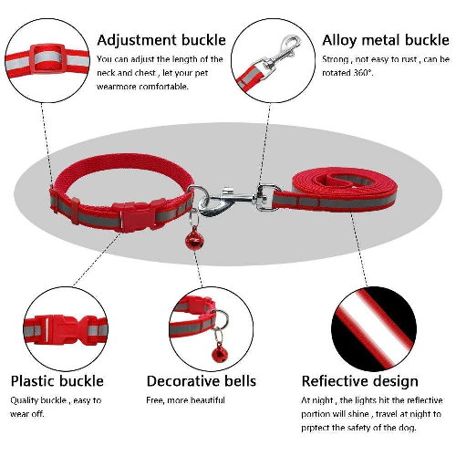 Puppy%20Collar%20%7C%20Kitten%20Collar%20%7C%20Cat%20Collar%20And%20Leash%20Set%20Reflective,%20Night%20Safety%20%7C%20Adjustable%20With%20Bell%20-%20Image%202