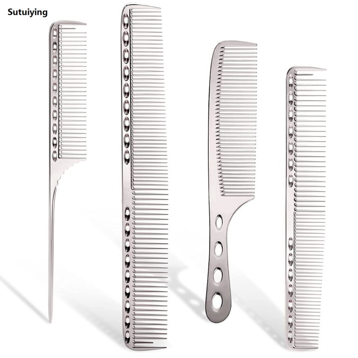 Sutuiying%204pcs%20Professional%20Comb%20Set%20Stainless%20Steel%20Space%20Aluminum%20Hairbrush%20Bargain%20price%20Salon%20Pointed%20Tail%20Comb%20Hair%20Brush%20Haircutting%20Barber%20Tools%20-%20Image%207
