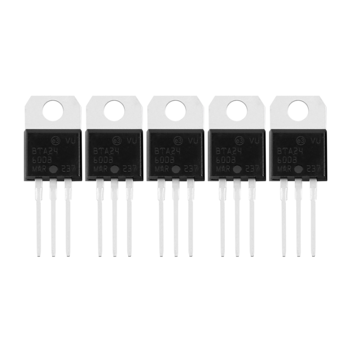 5 Stück Triac BTA24-600B – TO-220AC, 600V, 25A – Für Phasenanschnitt, Dimmer, Motorsteuerung – Hochleistungspaket