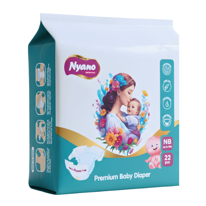 Nyano Jumbo Premium Baby Diapers Newborn - 22 pcs (upto 5 kgs)