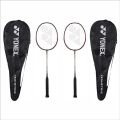 Yonex Basic Badminton Racquet with Full Cover, Set of 2 (Strung). 