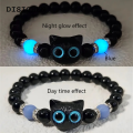 DISICHEN Portable Cute Big Eye Cat Luminous Bracelets For Women Cartoon Animal Pendant Beaded Hand Chain Friendship Couple Bracelet Jewelry Gift. 