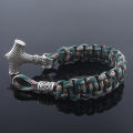 Ancient Norse Bracelets Thor Mjolnir Paracord Amulet Runes Beads Hand Made Rope Wrap Bangles Gift. 