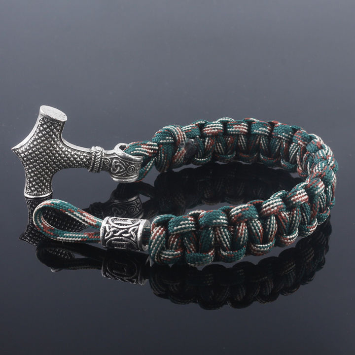 Ancient%20Norse%20Bracelets%20Thor%20Mjolnir%20Paracord%20Amulet%20Runes%20Beads%20Hand%20Made%20Rope%20Wrap%20Bangles%20Gift%20-%20Image%203
