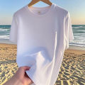 Cross border 2025 summer new men's t-shirt round neck short sleeve loose trend fashion print versatile casual top. 