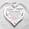 To My Daughter I Love U Mom/Dad Heart Pendant Necklace Jewellery Gift. 