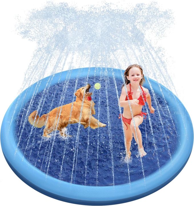 Portable Inflatable Water Spray Fountain Pool Mat Bath Summer Cool Dog Bathtub 150CM Large