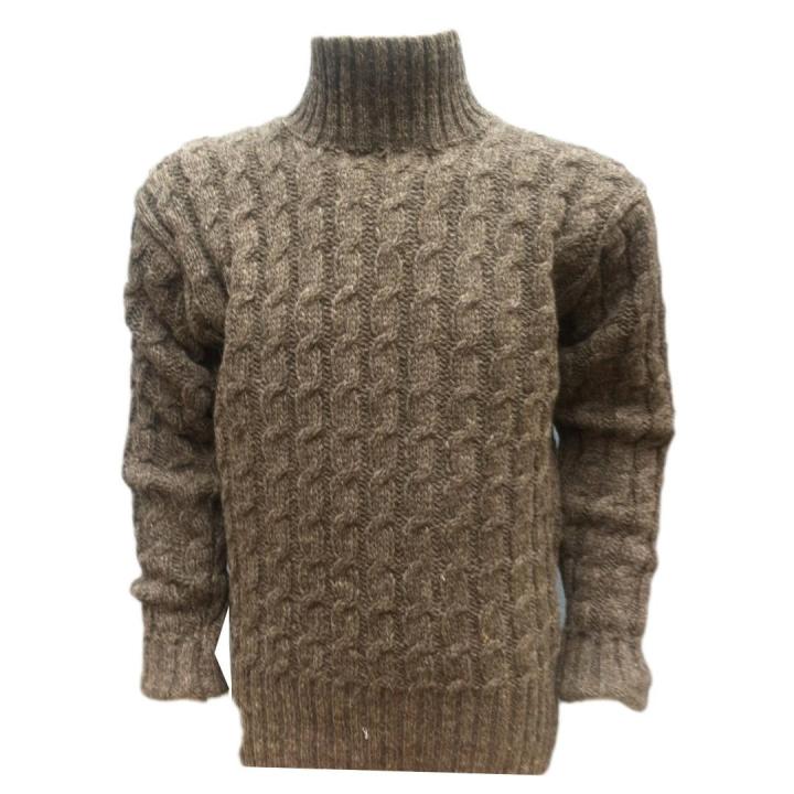 Knitted Woolen High Neck For Men- Dark Brown - Main Image