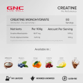 GNC Creatine Monohydrate 3000mg- 250g (80 Servings) With Micronized For Faster Absorption, Boost Energy, Muscle Volume & Performance. 