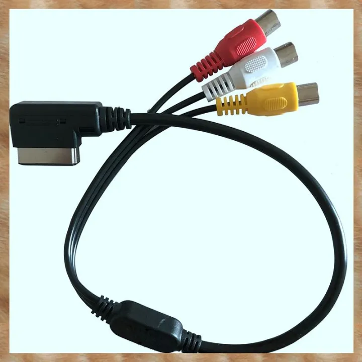 Kqueebee 1Pcs AUX Cable Adapter 3RCA DVD Video Audio Input Wire for A3 A4 A6 A7 A8 Q5 R8 MMI