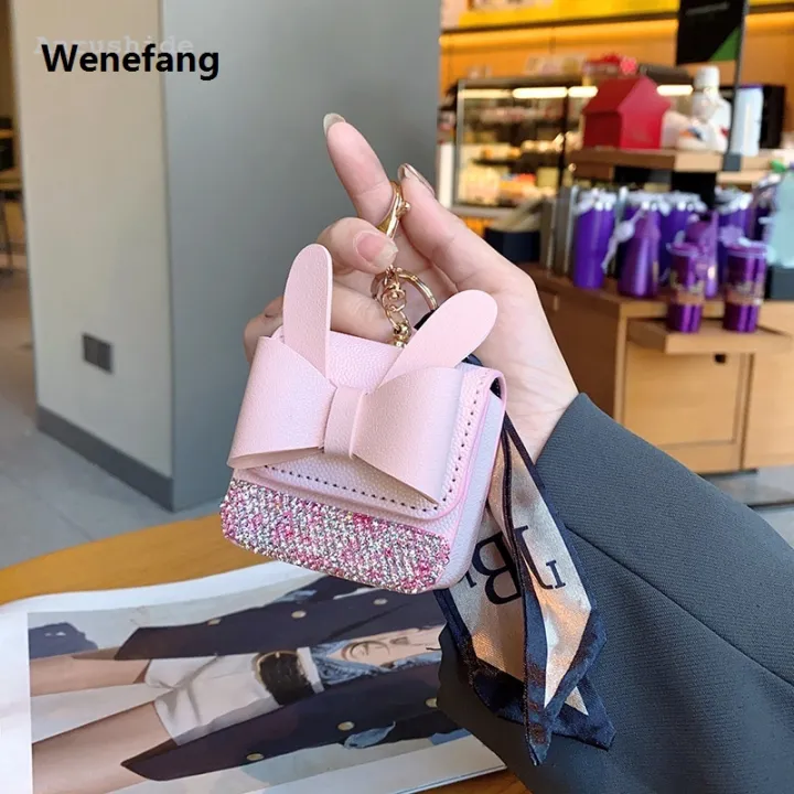Wenefang%20Anrushide%20Fashion%20inlaid%20rabbit%20ears%20mini%20bag%20PU%20headphone%20bag%20For%20Airpods%202025%20New%204%20Pro%202%203%202and1Case%20universal%20Portable%20coin%20purse%20with%20keychain%20-%20Image%209