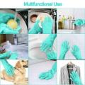 Home Magic Silicone Dish Washing Gloves, Silicone Cleaning Gloves, Silicone Hand Gloves For Kitchen Dishwashing And Pet Grooming, Great For Washing Dishes, Car, Bathroom (Multicolour, 1 Pair). 