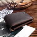 Handmade Minimalist Wallet for Men Short Mini Genuine Leather Small Cool Best Front Pocket Wallet for Men 8.5*10.2cm. 