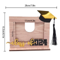 Photo Frame Wooden Graduation Picture Frame Bachelor Hat Letter Engraved Photo Holder for Office Home Decoration Red. 