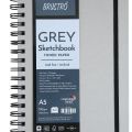 Brustro Grey Sketchbook, Wiro Bound, Size A5 120 GSM (60 Sheets) 120 Pages. 