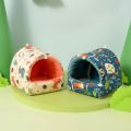 New Cotton Velvet Hamster House Washable Comfortable Squirrel Bed Cartoon Patterns Soft Small Pet Home For Hedgehog Mouse Etc. 