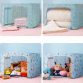 Oxford Foldable Clothes Storage Box | Multi-Purpose Washable Organizer with Zip Lid & Metal Frame | Blanket, Quilt, Pillow Storage. 