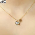 ANX New Trendy Gold Plated Layered  Pendant Necklace Lock and Heart Chain Necklace for Women. 