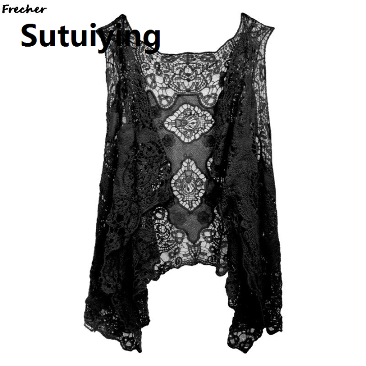 Sutuiying Luxury Special Offer Summer Women Lace Cardigan Gothic Shirt Coat Mesh Shawl Sun Protection Clothing Jacket Boho Tops Beach Party Sunscreen Outwear